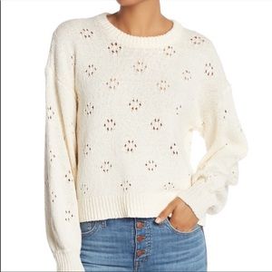 Madewell Pointelle Bubble Sleeve Pullover Sweater